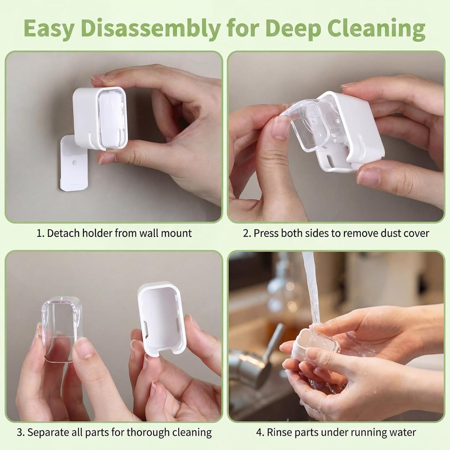 2PCS Toothbrush Wall Mount for Shower Clear Self Adhesive Toothbrush Holder Hanging Innovation Single Slot Design Wall Hanging Toothbrush-Holder with Cover for Bathroom Family Travel