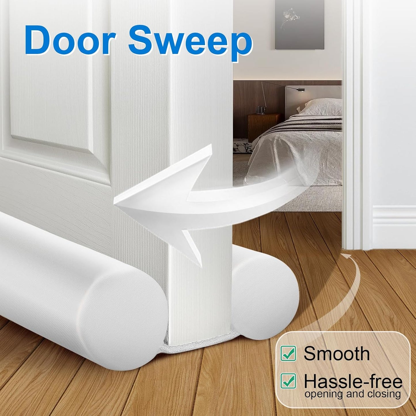 MAXTID Large Door Draft Stopper for Bottom of Doors 36” Under Door Sweep Noise Blocker Black Gap Stoppers Adjustable Doors Seal Sweep Guard Draft, Window Breeze Stoppers, Home Essentials Gadgets