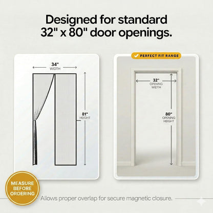 AUGO Magnetic Screen Door - Self Sealing, Heavy Duty, Hands Free Mesh Partition Keeps Bugs Out - Pet and Kid Friendly - Patent Pending Keep Open Feature - 38 Inch x 83 Inch