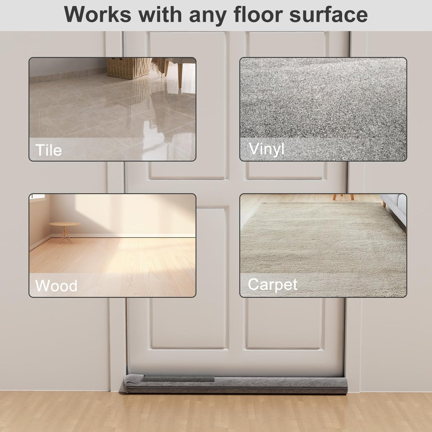 Under Door Draft Stopper 36" Double Sided Door Sweep, Blocks Noise, Cold Air, Light, Dust, Smoke, Odor, Soundproof, Fits 30" 32" 36" Doors