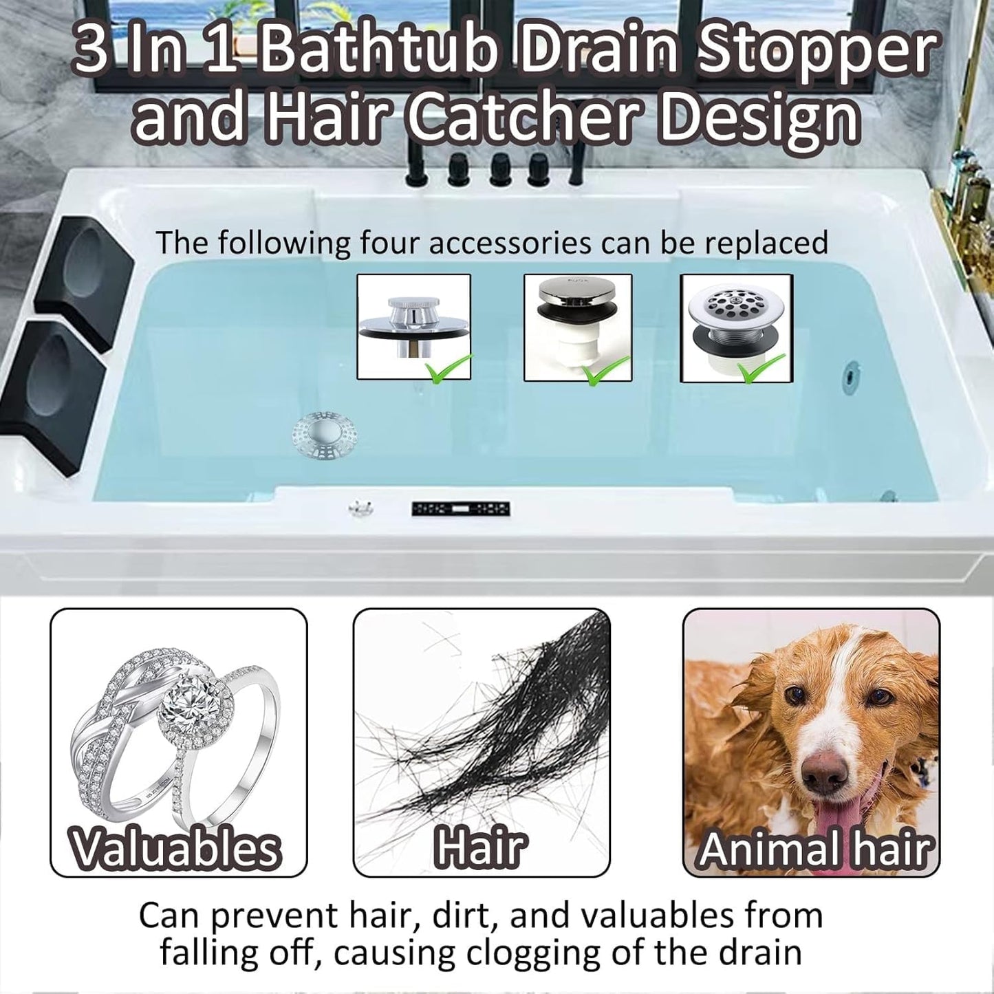 AzWzz Bathroom Sink Stopper,Sink Hair Catcher,Bathroom Sink Drain Strainer Pop Up Drain Cover Plug,Universal for 1.1 to 1.65in Sink Drain Hole