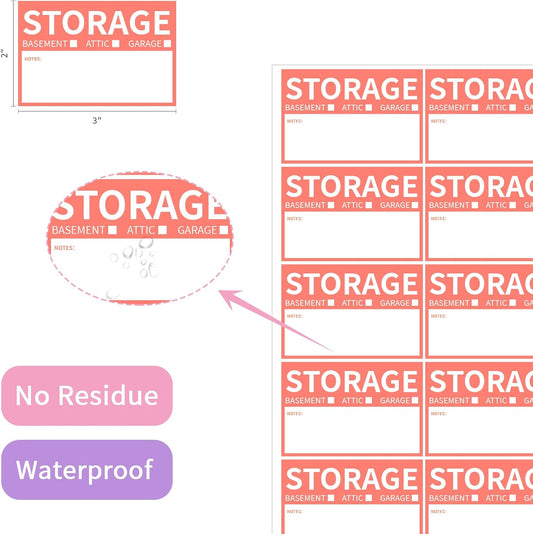 Ououstate 300 Count 2” x 3’’ Removable Home Moving Box Packing Labels for 1/2/3/4 Bedroom Rooms, 9 Designs Waterproof Color-Coded Moving Stickers Including Fragile 、Heavy and Blank Labels