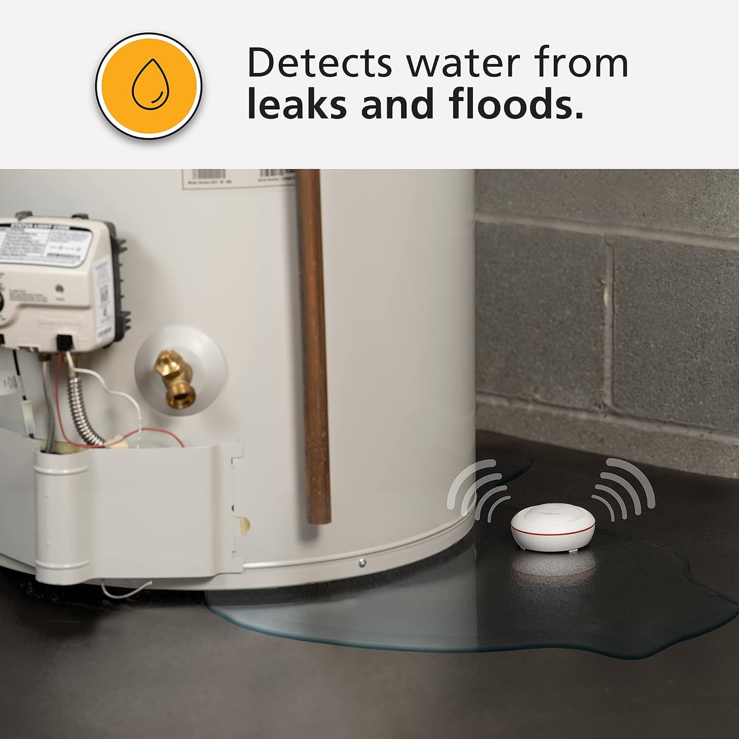 Kidde WiFi Water Leak Detector & Freeze Alarm, Alexa Device, Smart Leak Detector for Homes with App Alerts,White