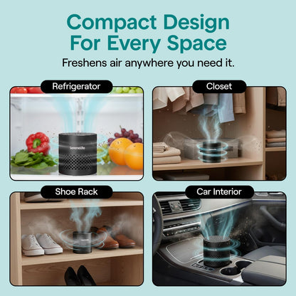 SereneLife Fridge Deodorizer & Odor Eliminator, Multi-Use Refrigerator Deodorizer Aluminum Pod for Freezer, Closet, Car, Shoes & Enclosed Spaces, Compact, Reusable & Lasts Up to 10 Years (Gray)