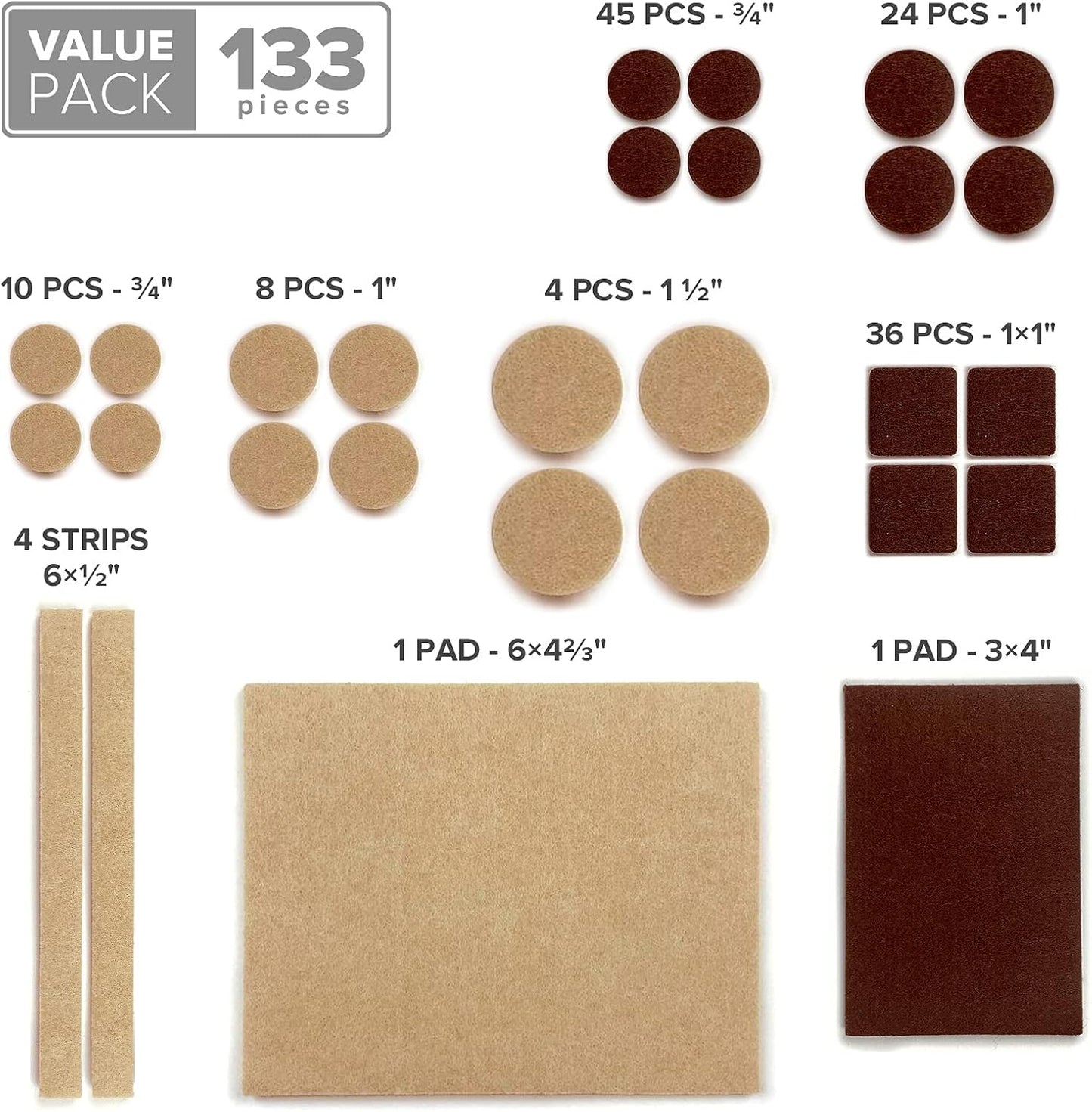 Felt Furniture Pads X-PROTECTOR - 48 Premium Floor Protector Chair Felts for Feet Wood Floors Best Hardwood Protect Your Hard Floors! (Brown)