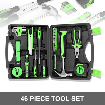 DNA MOTORING Red 46 PCs Home Tool Set Electonic Repair Precision Screwdriver Voltage Tester Hammer Plier DIY Kit (TOOLS-00011)