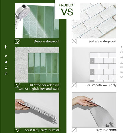 STICKGOO 10-Sheet Peel and Stick Backsplash Tile, Self Adhesive Vinyl Wall Tiles, Stick on Backsplash for Kitchen and Bathroom(Thicker Design)