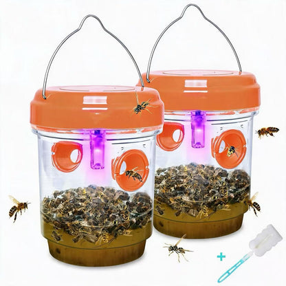 2 Pack Solar Wasp Traps Outdoor Hanging, Wasp Killer for Outside, Fits Hornet, Yellow Jacket & Bee, Suit for Garden, Orchard & Farm