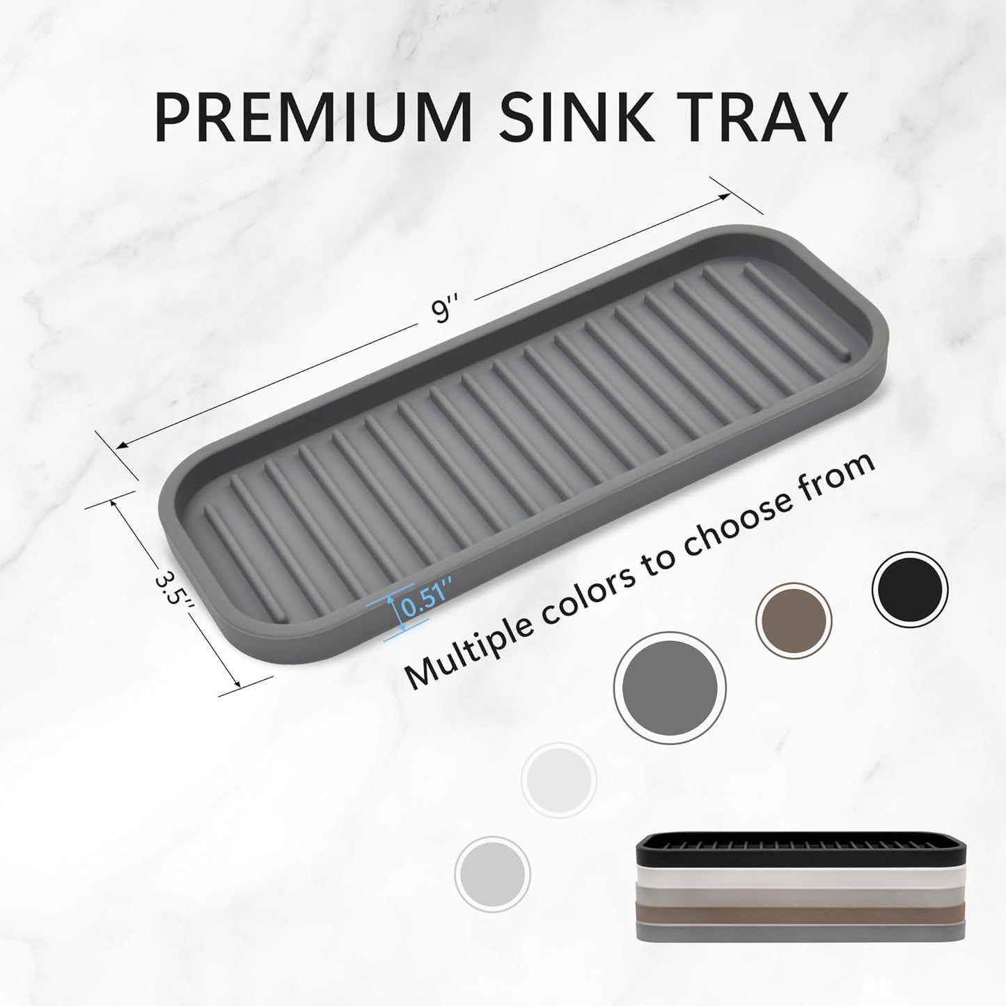 Silicone Sponge Holder Kitchen Sink Organizer Tray Dish Caddy Soap Dispenser, Scrubber Spoon Holder,Dishwashing Accessories 2 Pack (Black)