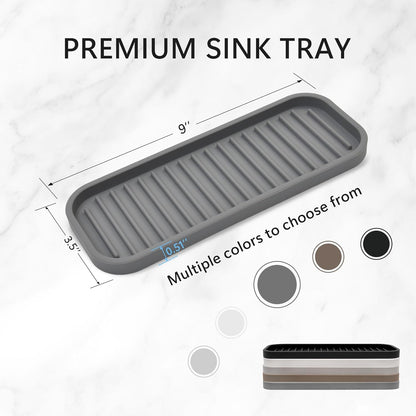 Silicone Sponge Holder Kitchen Sink Organizer Tray Dish Caddy Soap Dispenser, Scrubber Spoon Holder,Dishwashing Accessories 2 Pack (Black)