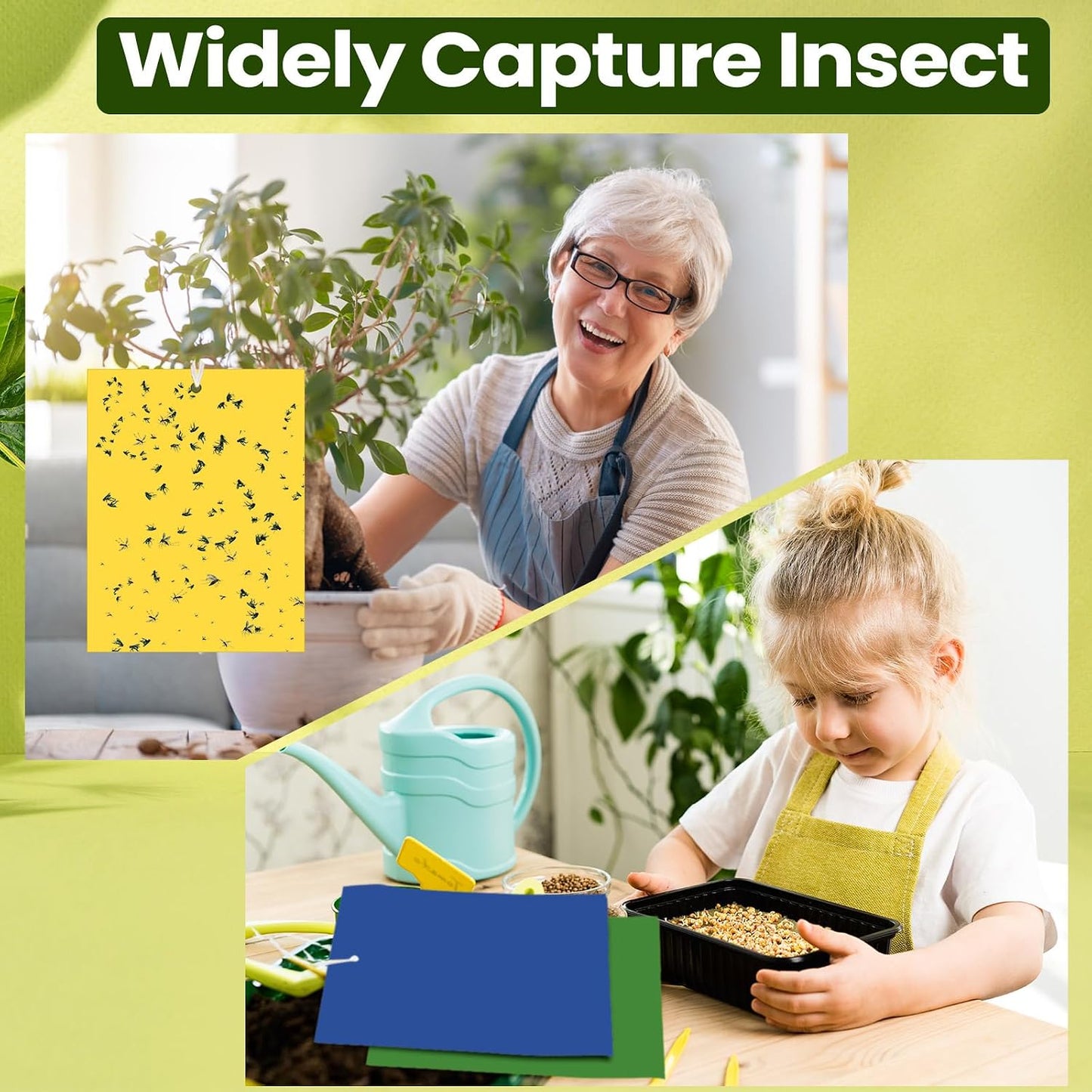 Qualirey 150 Pcs 6x8 Inch Yellow Sticky Traps for Gnats, Dual-Sided Sticky Gnat Traps for Indoor Outdoor Plants, Pest Control for Fungus Gnats, Fruit Flies, Whiteflies – Bulk Pack with Twist Ties