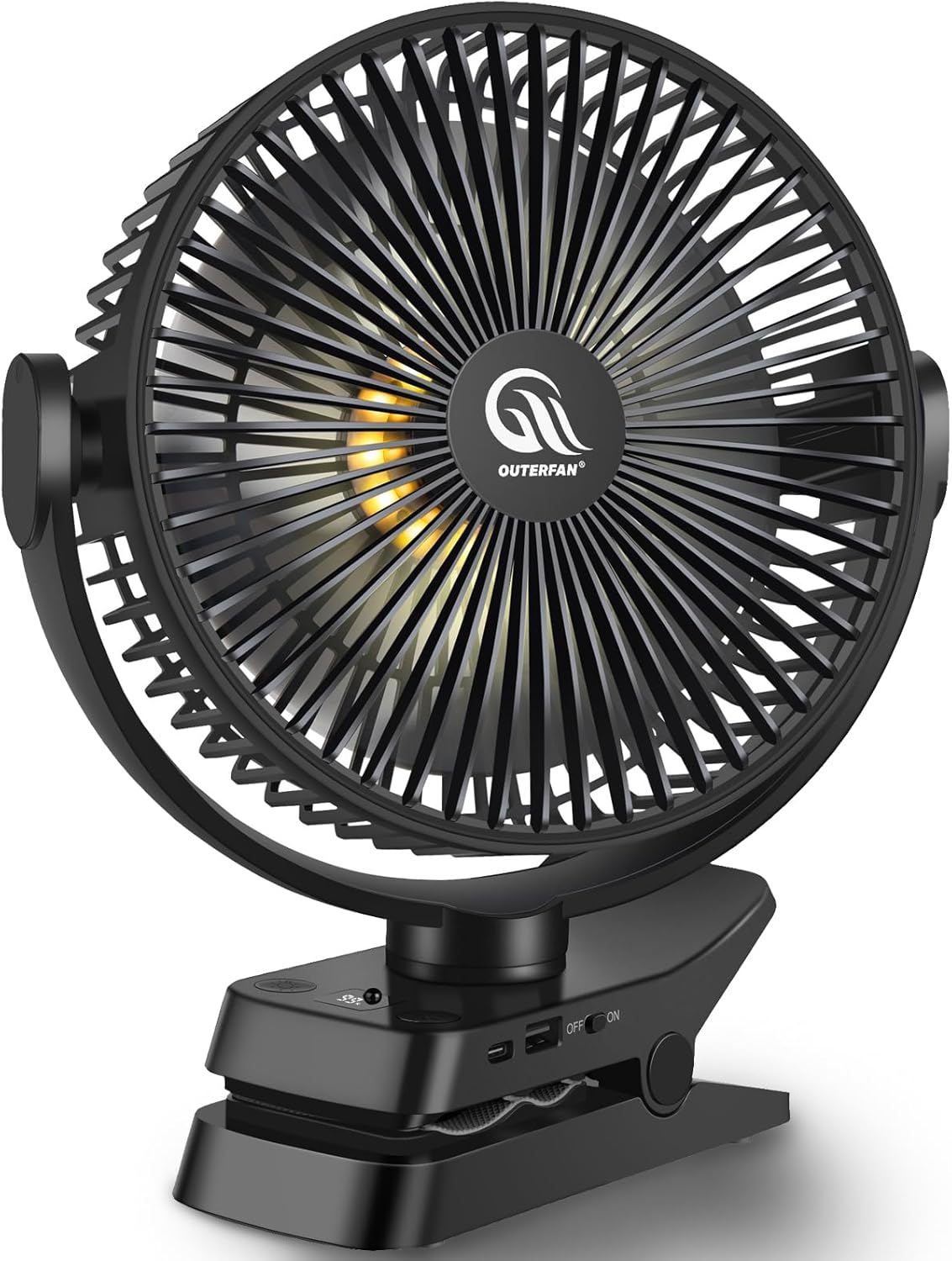 Portable Fan with Remote Control & Timer & LED Lights, 60hrs 12000mAh USB Rechargeable Battery，Clamp/Hanging/Stand Up, Small Clip on Fan for Baby Stroller, Bed, Desk, Camping Tent, Travel