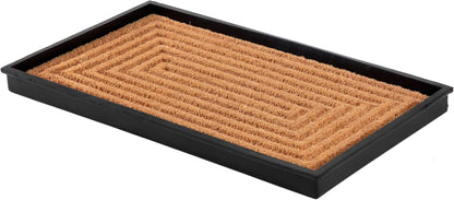 Anji Mountain Heavy Duty Waterproof Rubber Shoe Storage Mat Organizer/Boot Storage Tray Multi Use for Entryway with Coir, Tan Insert, Fits 4 Pair (46.5" Wide)
