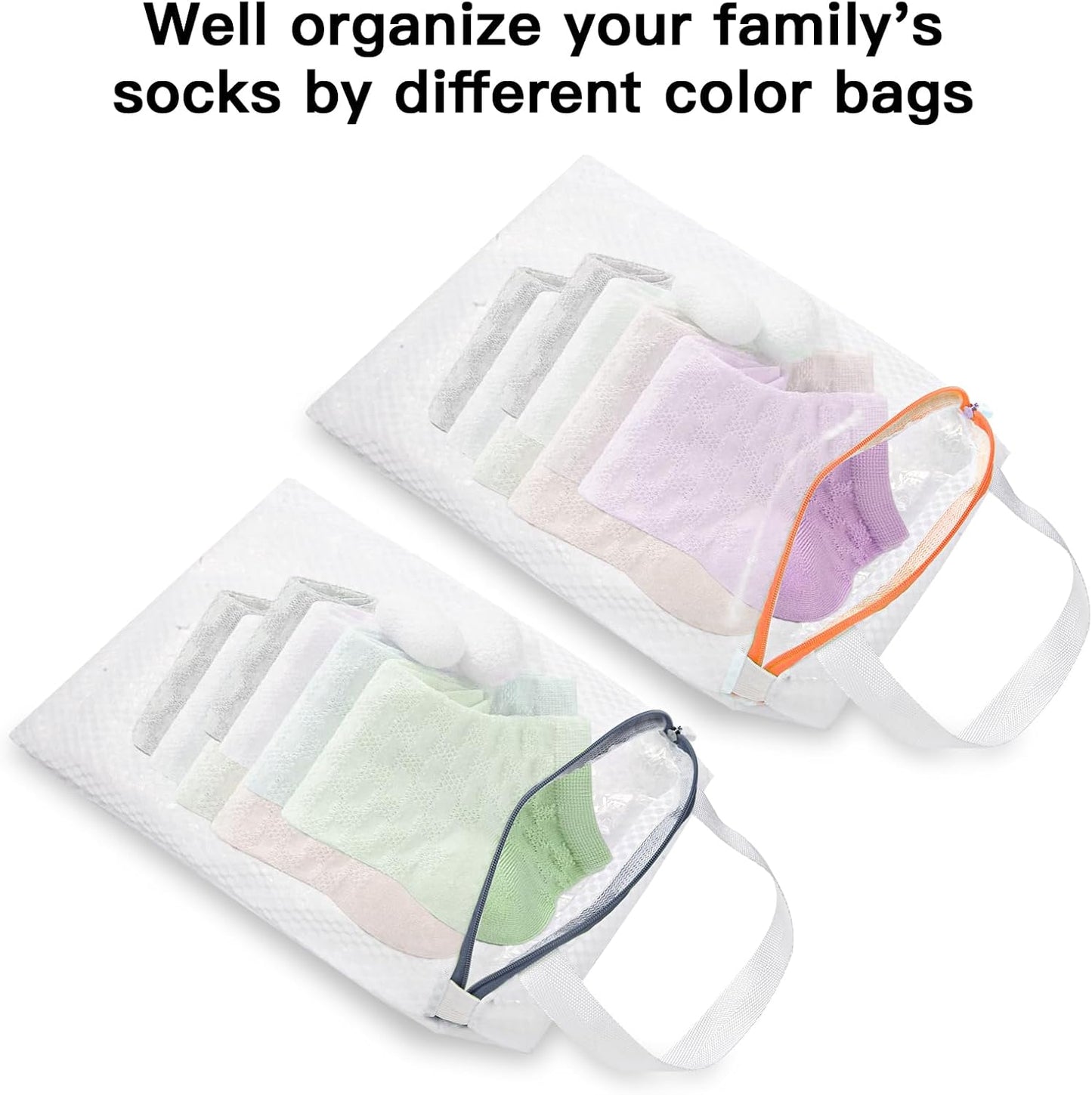 3 PACK Hanging Mesh Laundry Bags with S Metal Hooks,10x12 Inch Hanging Socks Laundry Bags, for Washing Machine