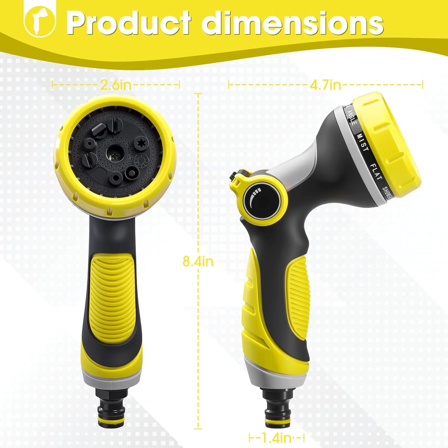 Garden Hose Nozzle,Hose Spray Nozzle with Adjustable 10 Watering Patterns,Slip Resistant High Pressure Water Hose Nozzle Sprayer for Plants & Lawns Watering,Car Washing and Pet Showering