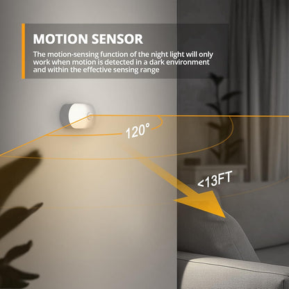 Lyridz Rechargeable Battery Night Light with Motion Sensor, Portable Mini Warm White LED Stick-on Closet Light, Adjustable Brightness for Bathroom, Bedroom, Kitchen, Cabinet, Stairs, Hallway, 2-Pack