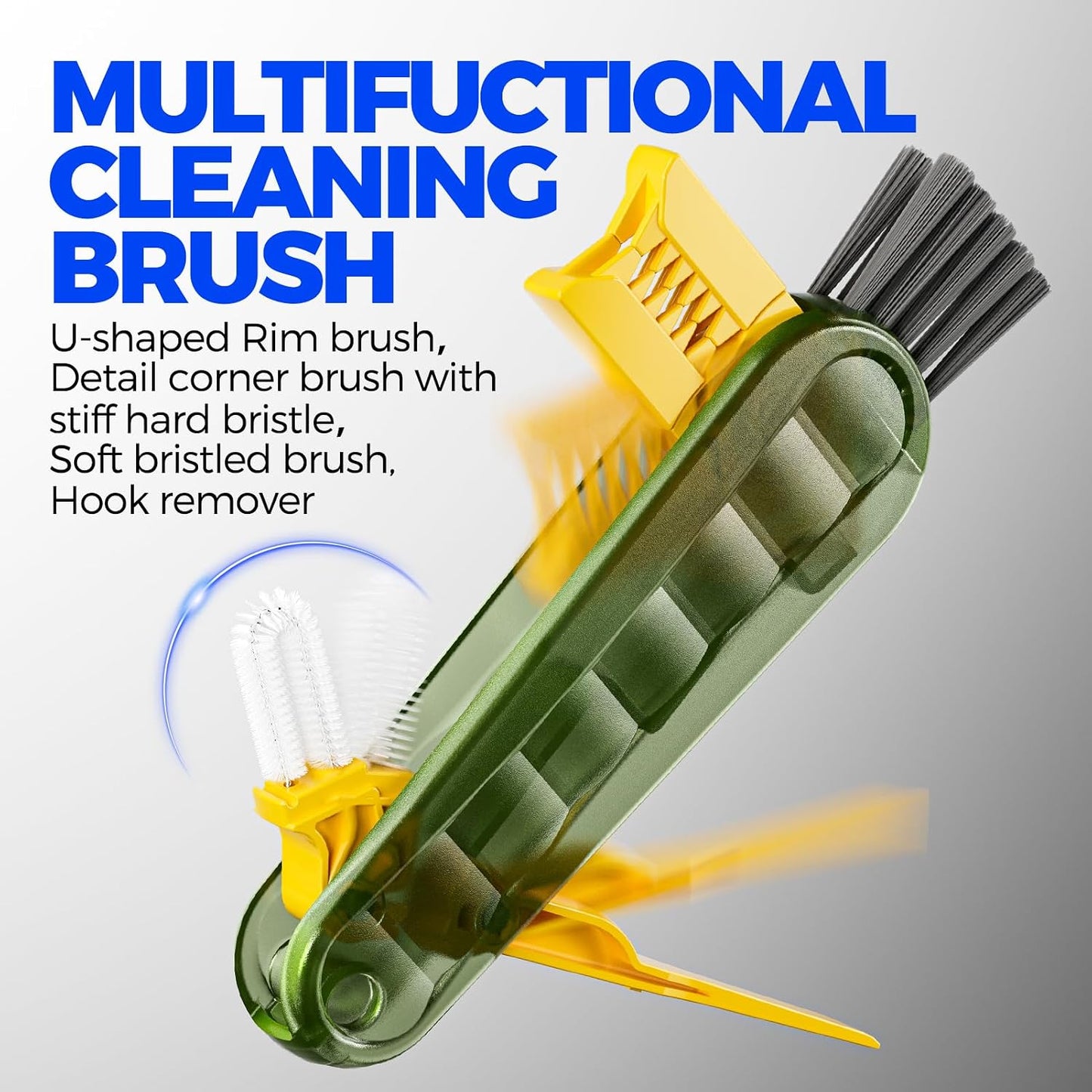 6 Pack Holikme 4 in 1 Cup Lid Cleaning Brush Set with 3 Straws, Multifunctional Bottle Brush, Silicone Cup Lid Gap Cleaner, Bristle Crevice Cleaning Brush, Flat End Brushes, Navy & Black & Olive