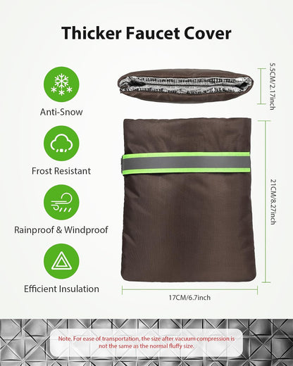Outdoor Faucet Covers for Winter Freeze Protection, Kanosan 8.3"H X 6.7"W Thickened Reflective Outside Spigots Covers Hose Bib Insulated Sock for Winter Cold Weather, 2 Pack Black