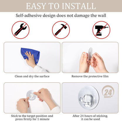 Uten Adhesive Hooks for Hanging 10 Pack, Heavy Duty Wall Hooks 11 lbs, Self Adhesive Waterproof Sticky Robe Towel Hooks for Home, Bathroom, Kitchen, Outdoor