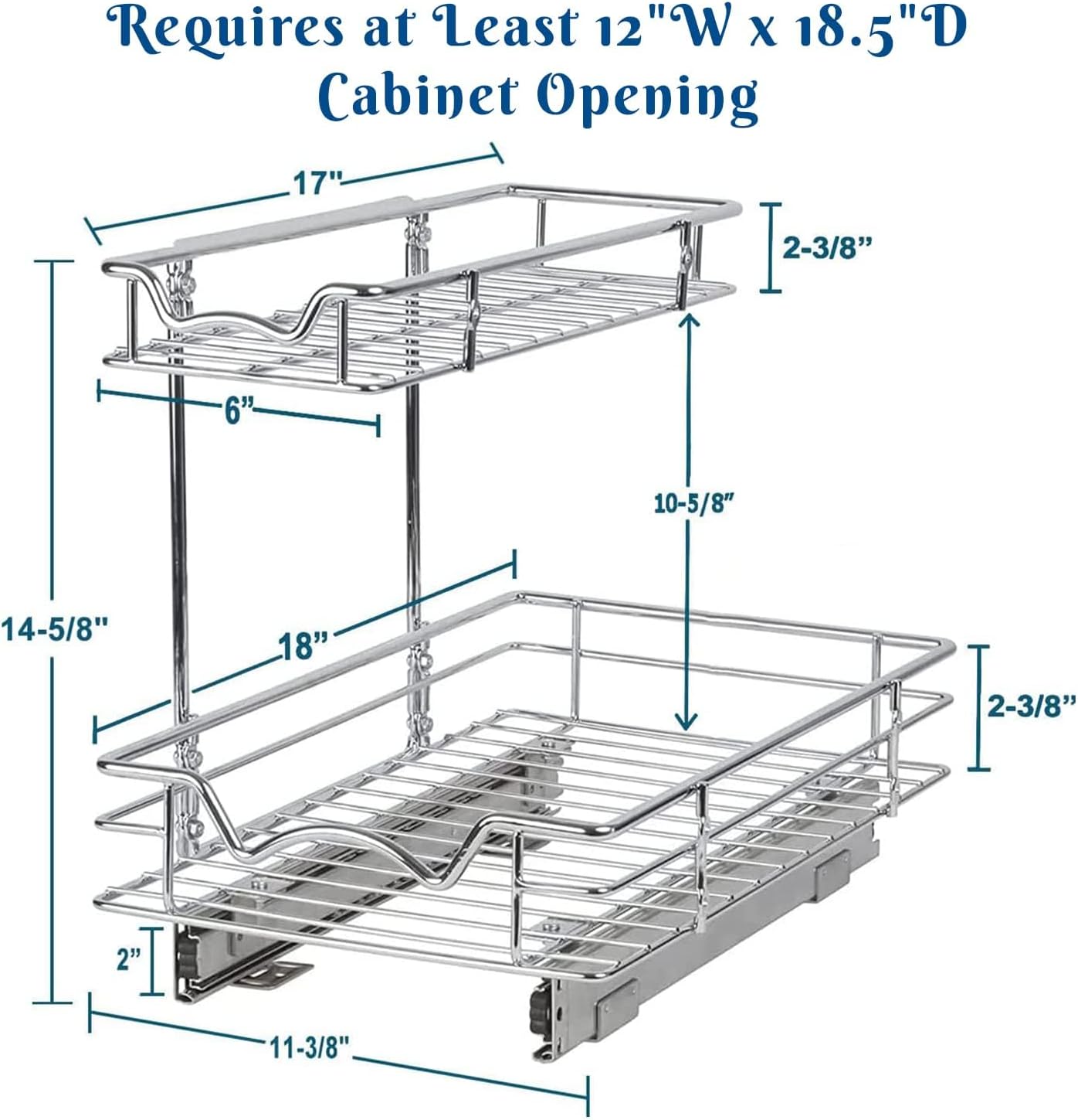 HOLDN’ STORAGE Under Sink Organizers and Storage, 11" W x 21" D x 15" H | 2-Tier Under-Sink Organizer, Full-Extension Slides, Keeps Cleaning Supplies, Bottles & Essentials Easy To Reach
