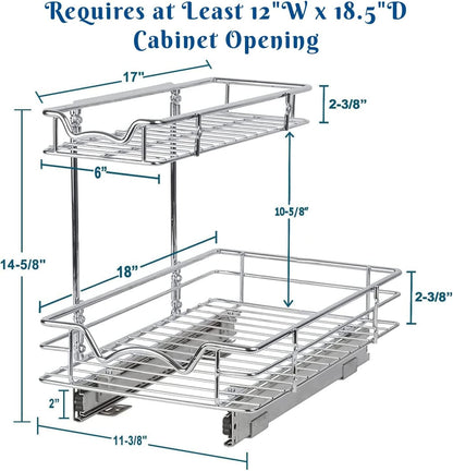 HOLDN’ STORAGE Under Sink Organizers and Storage, 11" W x 21" D x 15" H | 2-Tier Under-Sink Organizer, Full-Extension Slides, Keeps Cleaning Supplies, Bottles & Essentials Easy To Reach