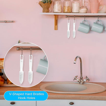 NQEUEPN 2pcs Grout Cleaner Brush for Tile Floors, V-Shaped Handheld Stiff Shower Gap Cleaning Scrubber with Hard Bristles, Grout Brush for Shower Tile, Door Groove Gap, Bathroom, Kitchen, Window