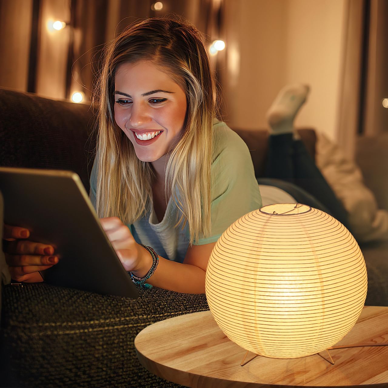 Paper Lantern Lamp: Floor Lamp Shield Japanese Style Standing Lampshade for Bedroom Desk and Nursery Bulb Included Minimalist Design with Base for Home Decor