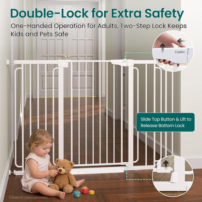 Cumbor 30-46" Baby Gate for Stairs, Mom's Choice Awards Winner-Auto Close Dog Gate for The House, Gifts for Mom, Easy Install Pressure Mounted Pet Gates for Doorways, Black