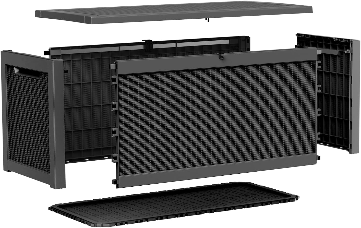 320 Gallon Outdoor Storage Box,Large Waterproof UV Resistant Deck Box,Lockable Storage Container for Patio Furniture Cushions Garden Tools and Pool Accessories(Black)