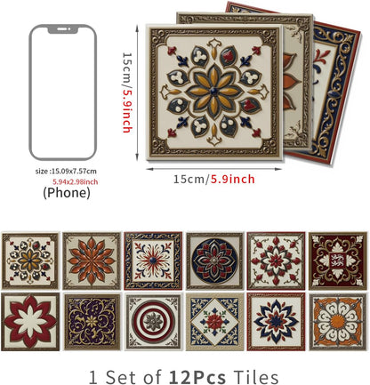 Peel and Stick Backsplash Tile Sticker for Kitchen and Bathroom Walls - 24 Removable 5.9"x5.9" Tiles, Waterproof