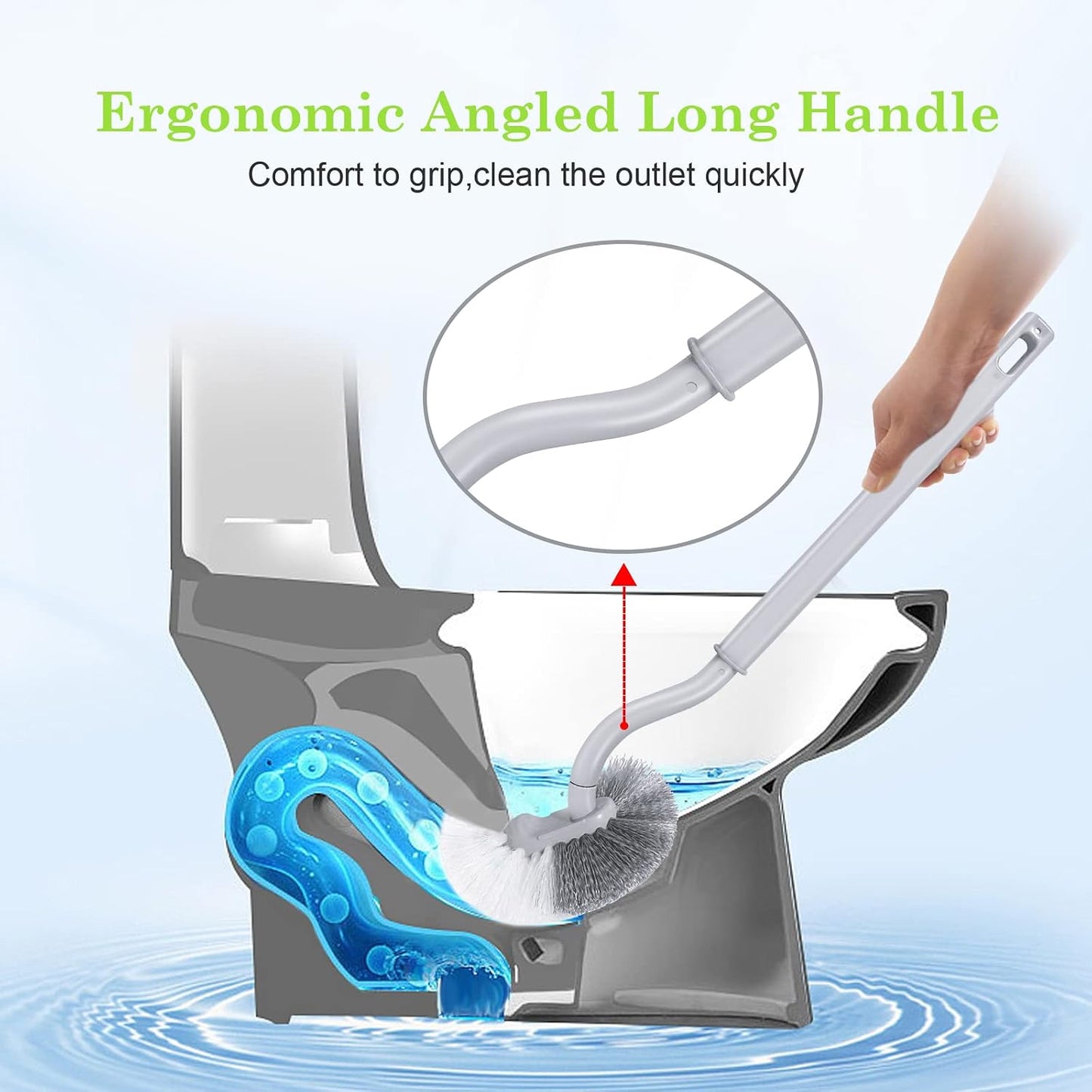 2Pcs Curved Toilet Bowl Brush Without Holder for Bathroom Deep Cleaning, Toilet Brush Durable Under The Rim Household Cleaning Brushes
