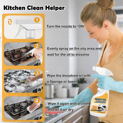 Heavy-Duty Degreaser for Kitchen Heavy Oil Stain Cleaning - Remove Dirt, Grime, and Grease from Oven, Microwave, stove top and other kitchen appliances-10Fl.Oz