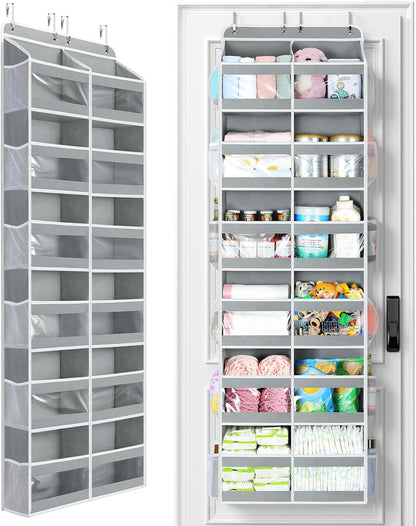 Yecaye 5-Tier Over The Door Organizer Dual-Column, 80lbs Load Over The Door Storage of 10 Compartments, Heavy Duty Door Organizer Hanging for Bedroom Closet Dorm Bathroom Pantry, Grey 1 Pack