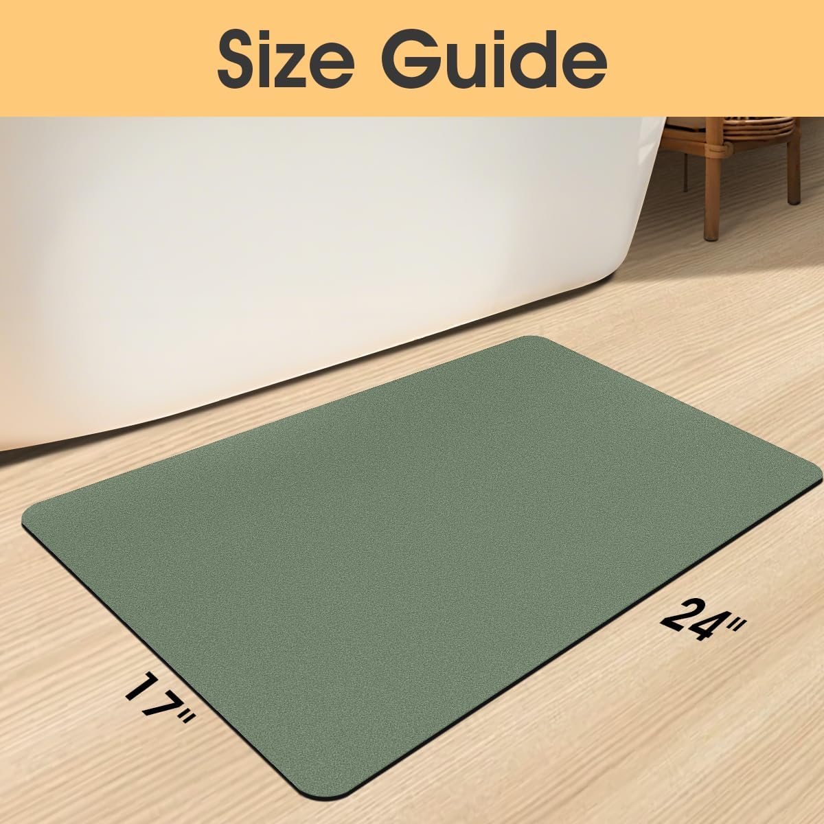 ACCUMTEK Non Slip Bath Mat, Thin Bathroom Rugs Fit Under Door, Quick Dry Bath Mats, Machine Washable Bath Rugs for Bathroom, Bathtub & Kitchen, Grey/Bordered/24 x17