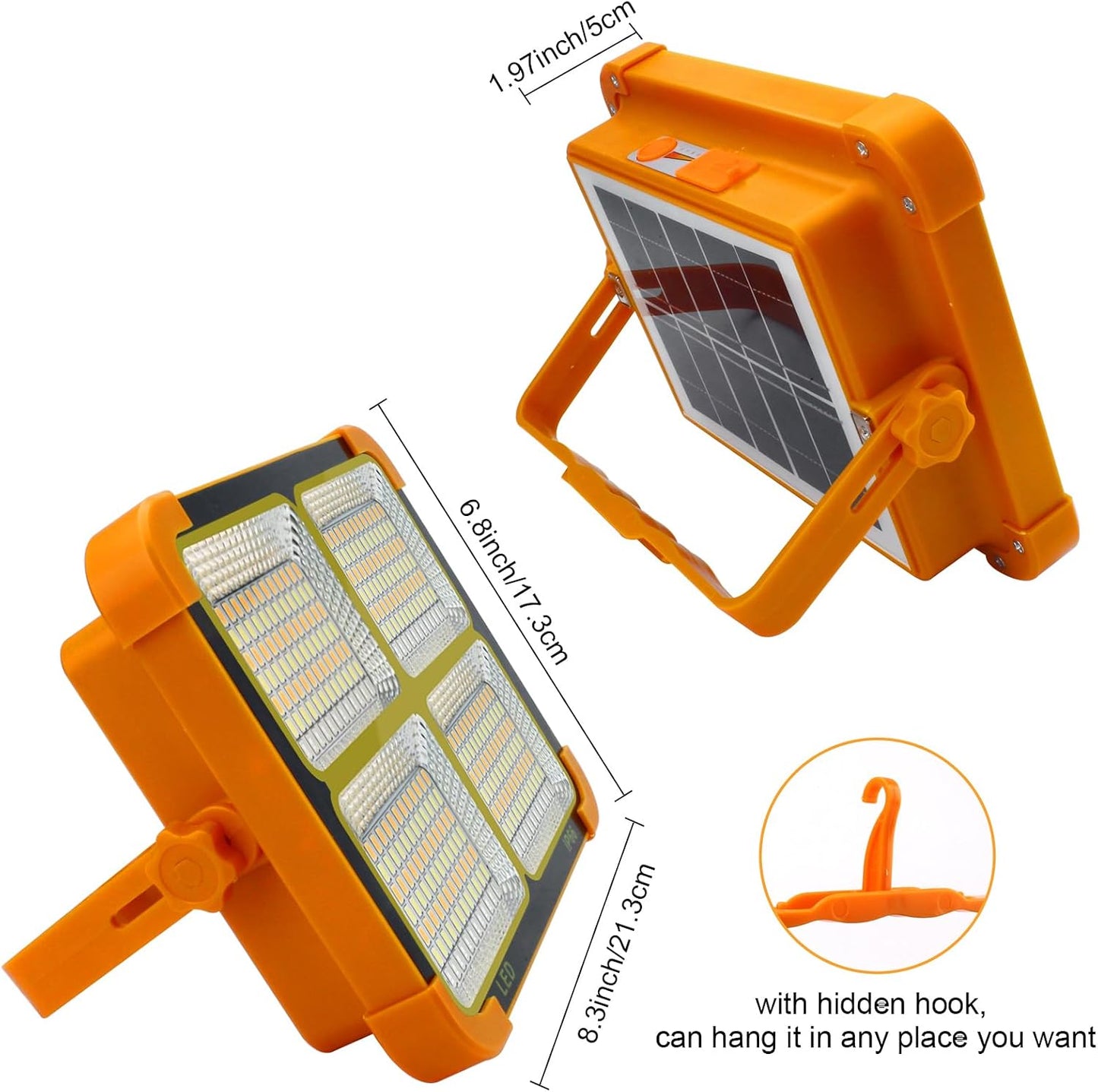 CREATESTAR Solar Portable Camping Light with Stand, 100W 12000mAh Battery Rechargeable Light with 4 Modes, LED Cordless Flood Lights for Work, Emergency Power Failure, Car Repair