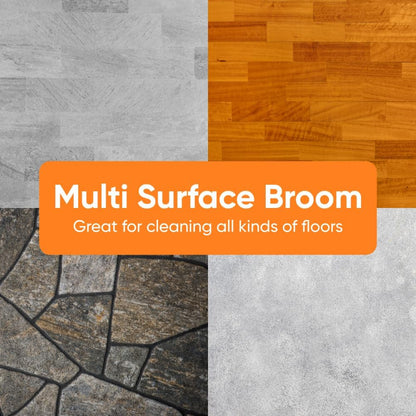 Superio Grey Broom, Heavy-Duty Indoor & Outdoor Broom with 48-Inch Handle, Multi-Surface Floor Cleaning for Home, Kitchen, Garage & Office