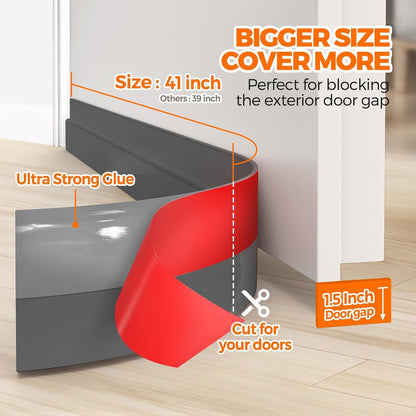 Holikme Door Draft Stopper Under Door Draft Blocker Insulator Doors Sweep Weather Stripping Noise Stopper Sheets, Rolls & Strips Strong Adhesive, White