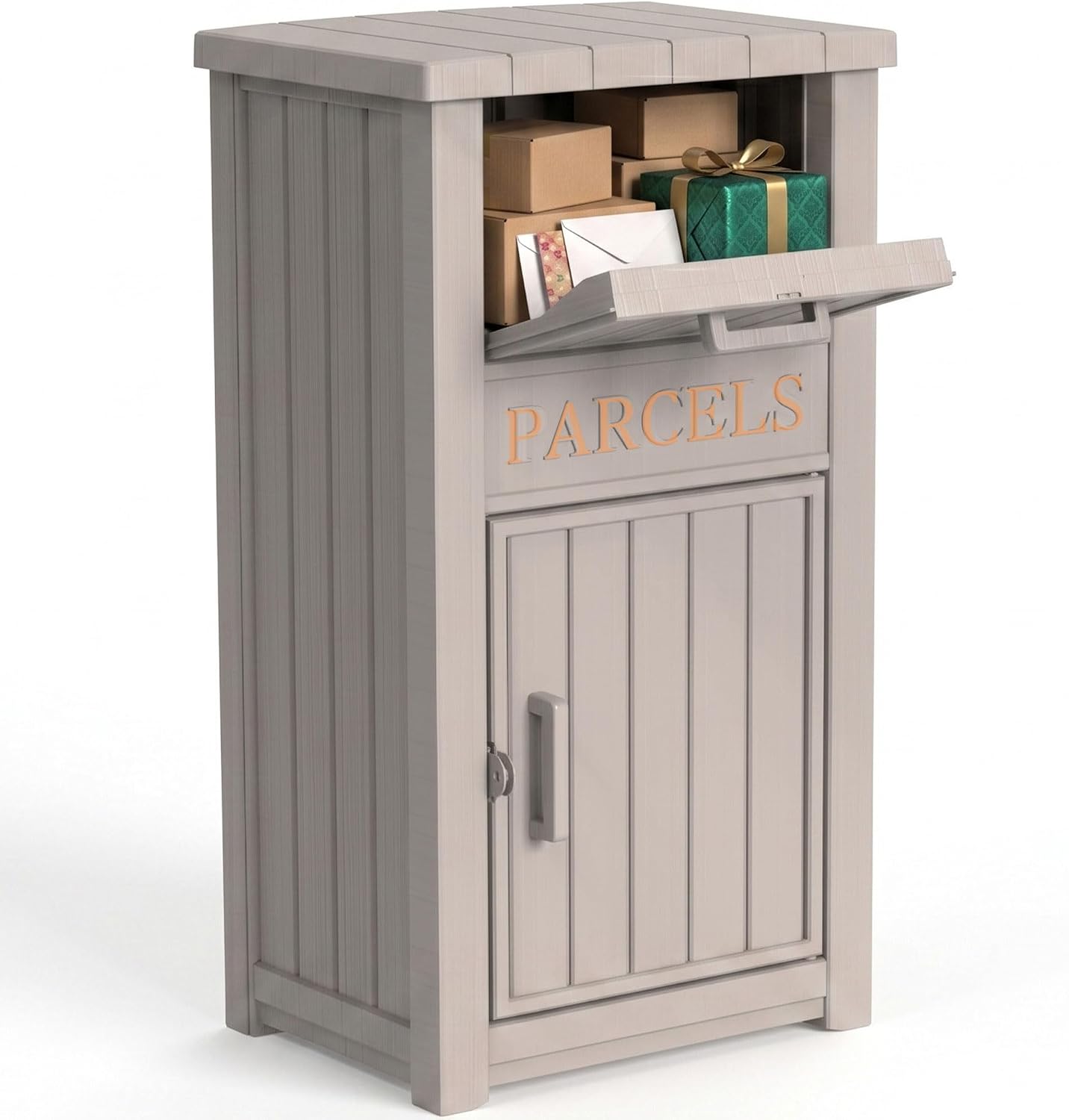 Outdoor Storage Box, 90 Gallon Package Delivery Boxes for Outside, with Lockable Secure, Deck Box Outdoor Waterproof for Entryway, Front Porch, Backyard, Garden, Patio, Lawn, Black