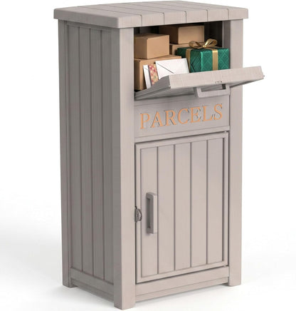 Outdoor Storage Box, 90 Gallon Package Delivery Boxes for Outside, with Lockable Secure, Deck Box Outdoor Waterproof for Entryway, Front Porch, Backyard, Garden, Patio, Lawn, Black