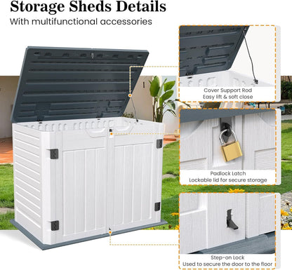UDPATIO 120 Gallon Deck Box Outdoor Storage Box Lockable Waterproof Resin Indoor Outdoor Storage Container for Patio Cushions, Tools, Package Delivery Boxes for outside