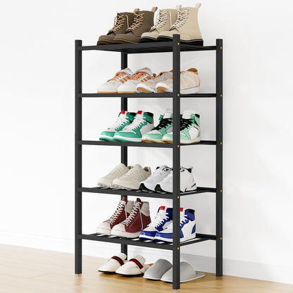Smiry Bamboo Shoe Rack, 3 Tier Free Standing Wooden Shoe Organizer, Stackable Wood Shoe Storage Shelf for Closet, Entryway, 12 Vertical Slats, 2+1 Stack Standard Legs, 26.8"x11"x19.5", Natural