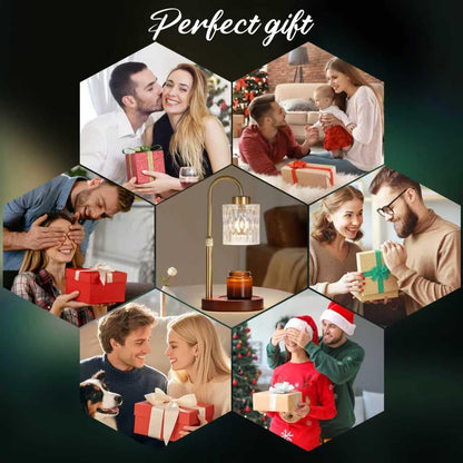 MEIXISUE Candle Warmer Lamp with Timer and Dimmer,Electric Gold Light Gifts for Women Melt Wax Warmer Lamp with 2 Bulbs for Candle Jars House Warming New Home Decor Bedroom