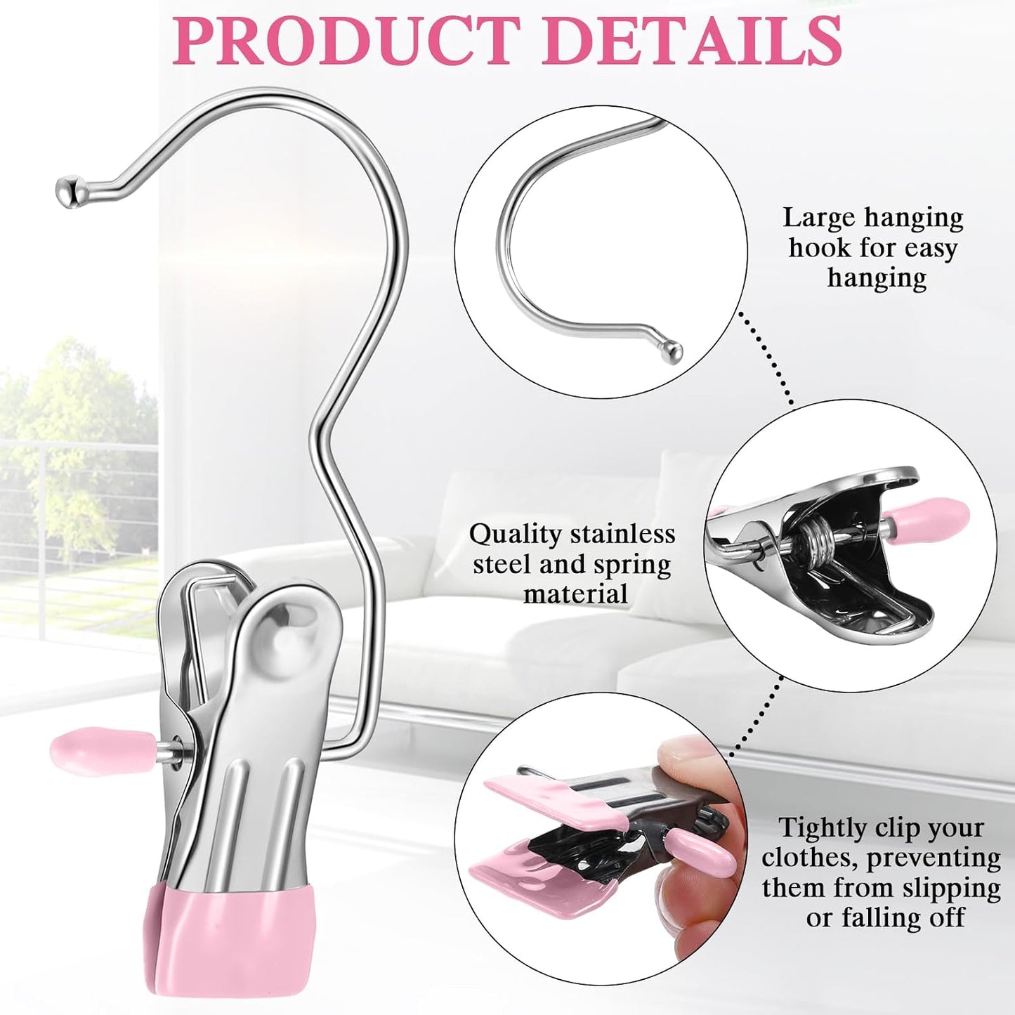 Yinder 150 Pcs Boot Hangers Clips Laundry Hooks Hanging Stainless Steel Clothes Pins Portable Clip Hangers for Closet Travel Socks Pants Handbags Hats Towels (Beige)