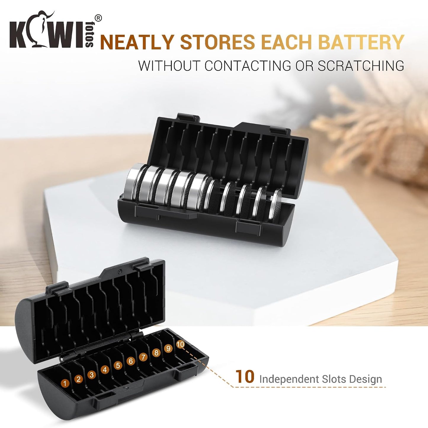 KIWIFOTOS CR2032 Coin Cell Battery Case+ 58 Slots AA AAA Battery Case Holder with Tester, Batteries Storage Organizer, IP67 Waterproof