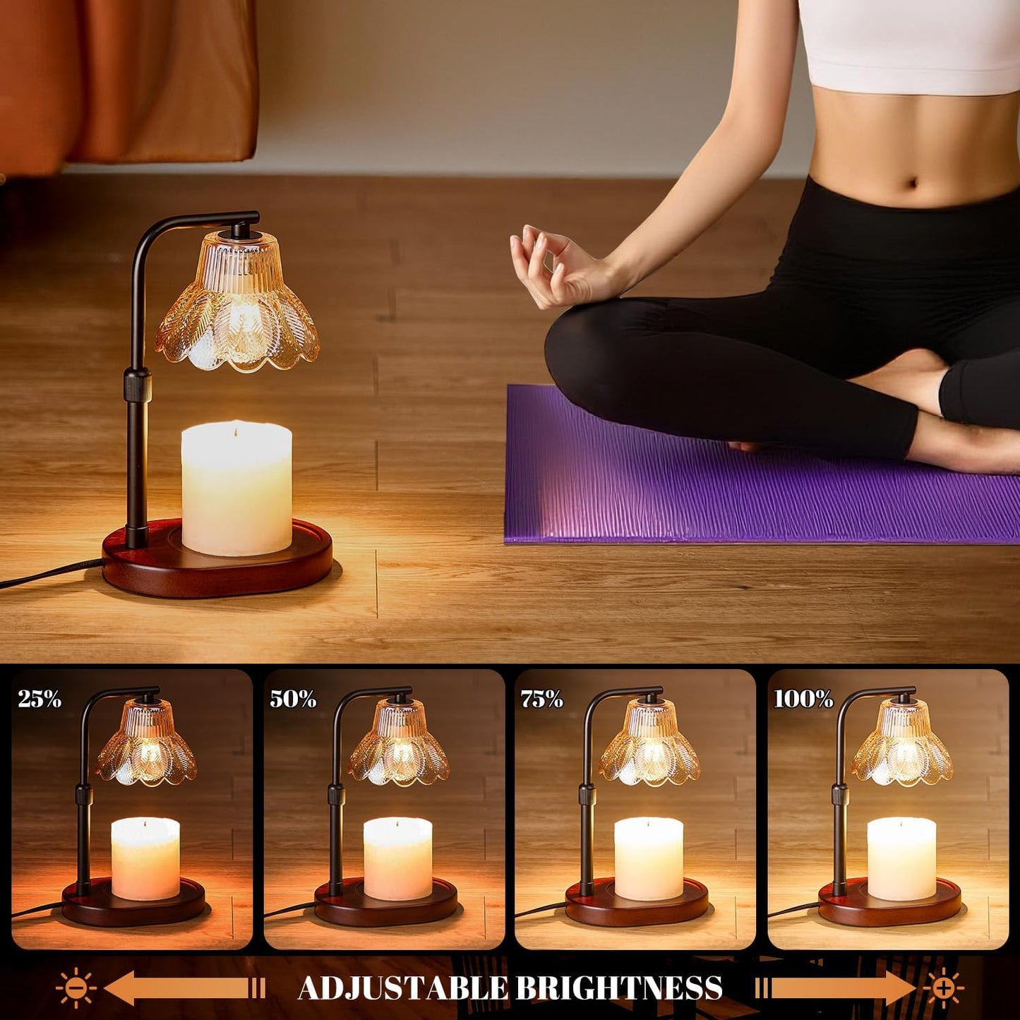 Candle Warmer Lamp,with Timer & Dimmer(3Bulbs),Candle Lamp Warmer Height Adjustable,Gifts for New Home,House Warming Gift,Birthday Gifts for Women/Daughter/Mom/Friend-Black