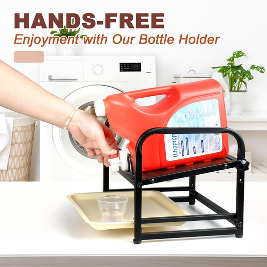 Laundry Detergent Holder & Laundry Detergent Soap Dispenser - Liquid Laundry Detergent Organizer with Drip Tray & Adjustable Tilting Board, for Laundry Room Organization and Storage,Black