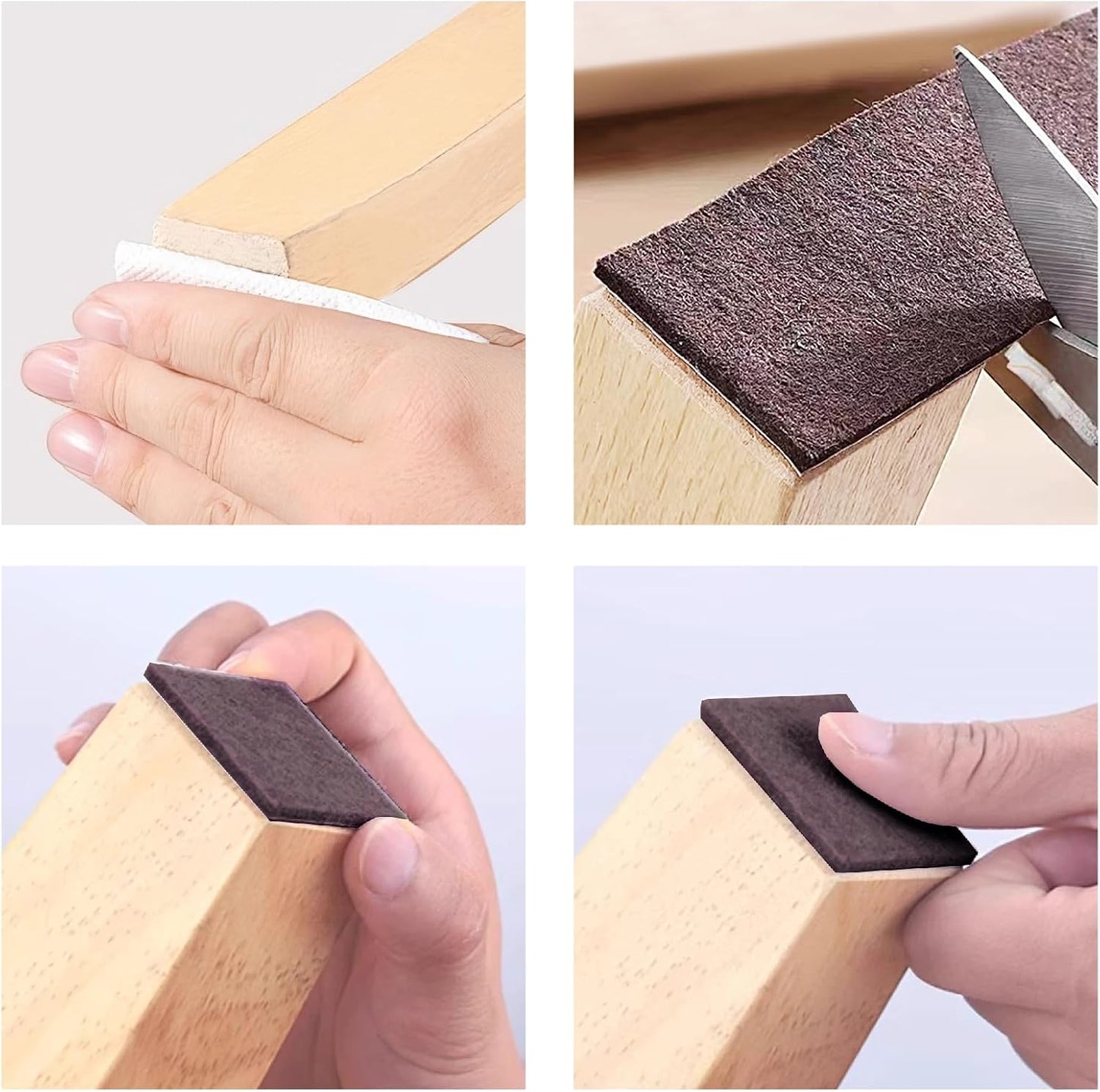Furnigear 1.5x1.5 Inch Square Felt Furniture Pads, 18Pcs Self-Adhesive Floor Protectors for Chair Legs, Hardwood Floors - Cuttable, Anti-Scratch, Brown