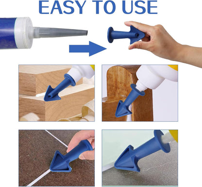 Caulking Tips 6pcs Caulk Gun Tips Blue Silicone Sealant Nozzles Kit, Multi-Functional Silicone Sealant Nozzle for Finishing Grouting and Tile Joints(6.5R,10R,13R)