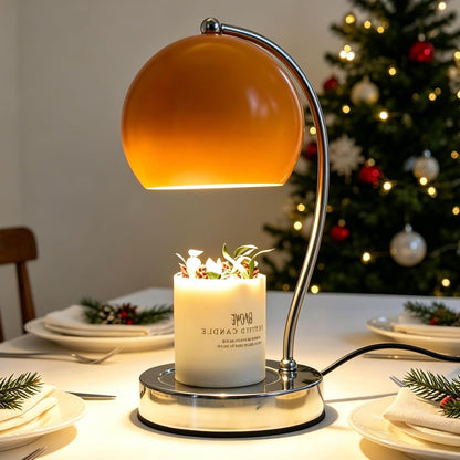 Candle Lamp Warmer, Wide Base Scented Candle Warmer with Timer and Dimmer, Modern Candle Melting Lattern, Home Decor Table Lamp (Silver)