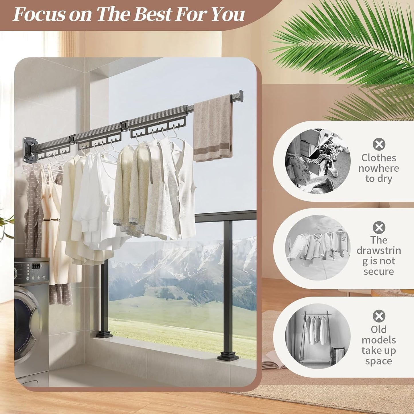 The Gospel of Tiny Homes!Clothes Drying Racks Wall Mounted,Foldable,Space-Saving Laundry Solution for Apartments and Bathrooms,Durable Metal Design (White)